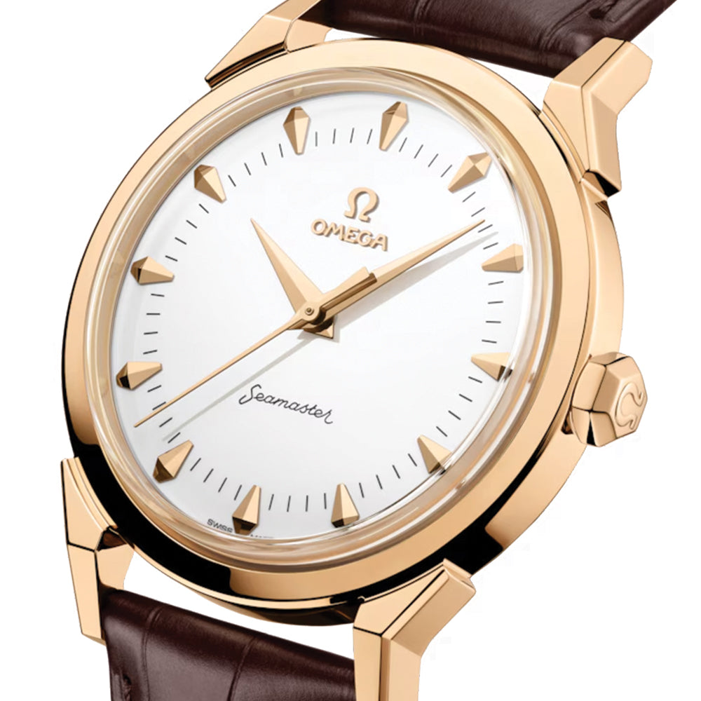 Seamaster Heritage Milano Cortina 2026 Moonshine??￠ Gold 37mm - White on Leather Strap