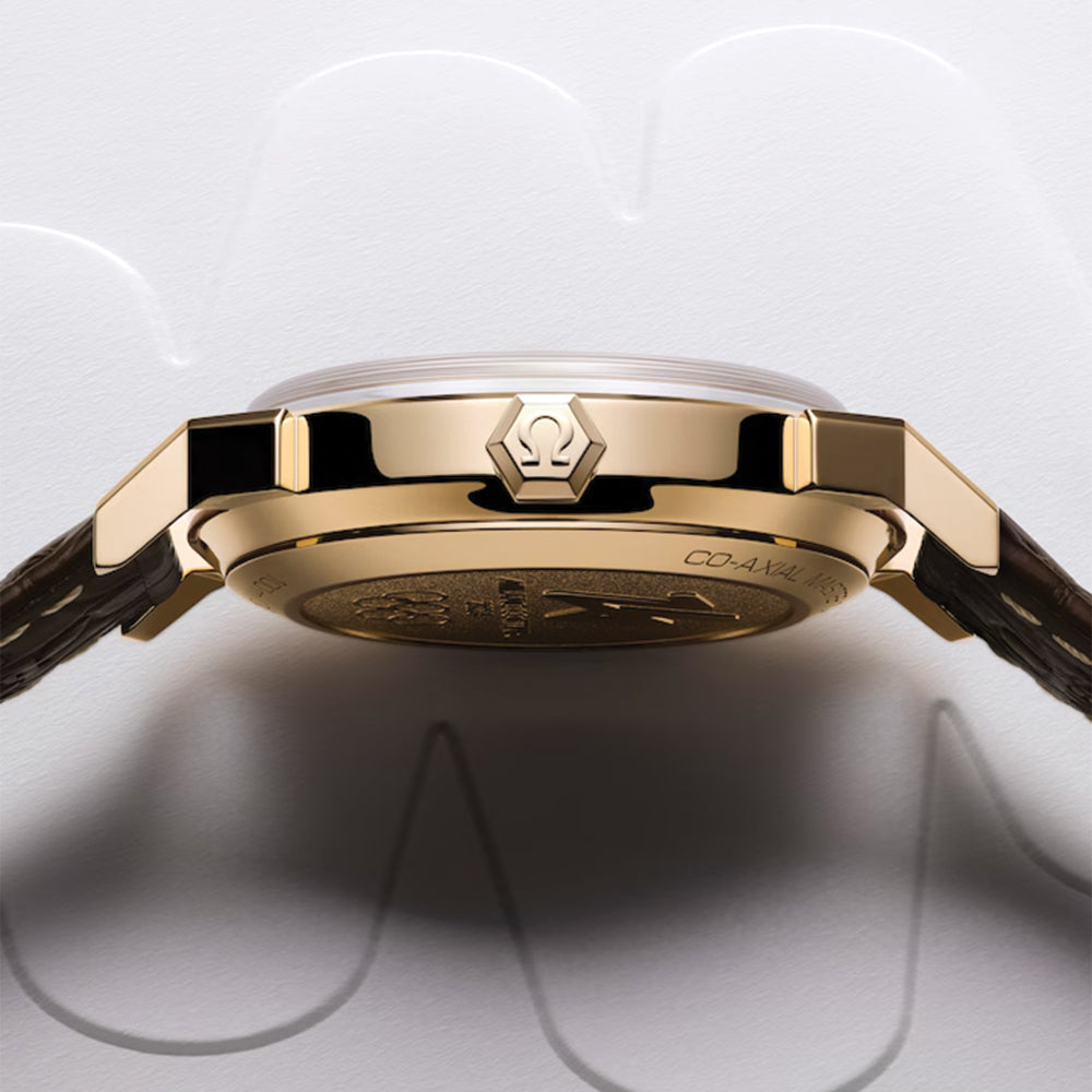 Seamaster Heritage Milano Cortina 2026 Moonshine??￠ Gold 37mm - White on Leather Strap