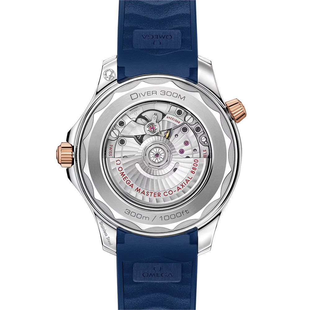 Seamaster Diver 300M Steel and Sedna? Gold 42mm - Blue on Rubber Strap