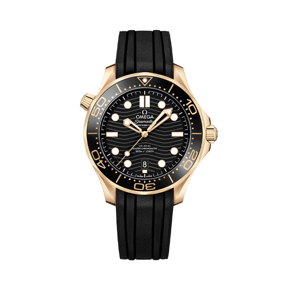 Seamaster Diver 300M Moonshine? Gold 42mm - Black on Rubber Strap