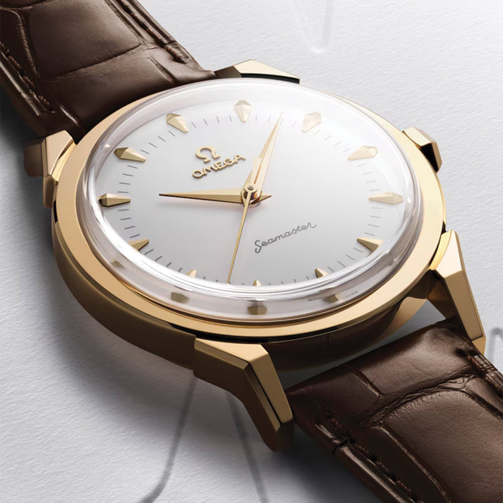 Seamaster Heritage Milano Cortina 2026 Moonshine??￠ Gold 37mm - White on Leather Strap