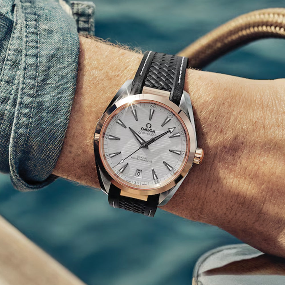 Seamaster Aqua Terra 150M Steel and Sedna? Gold 41mm - Silver on Rubber Strap