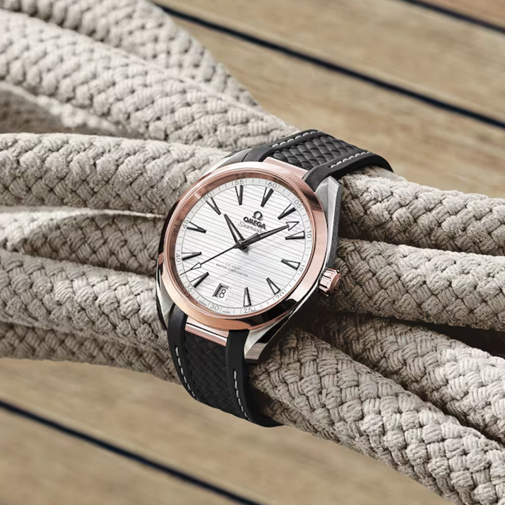 Seamaster Aqua Terra 150M Steel and Sedna? Gold 41mm - Silver on Rubber Strap