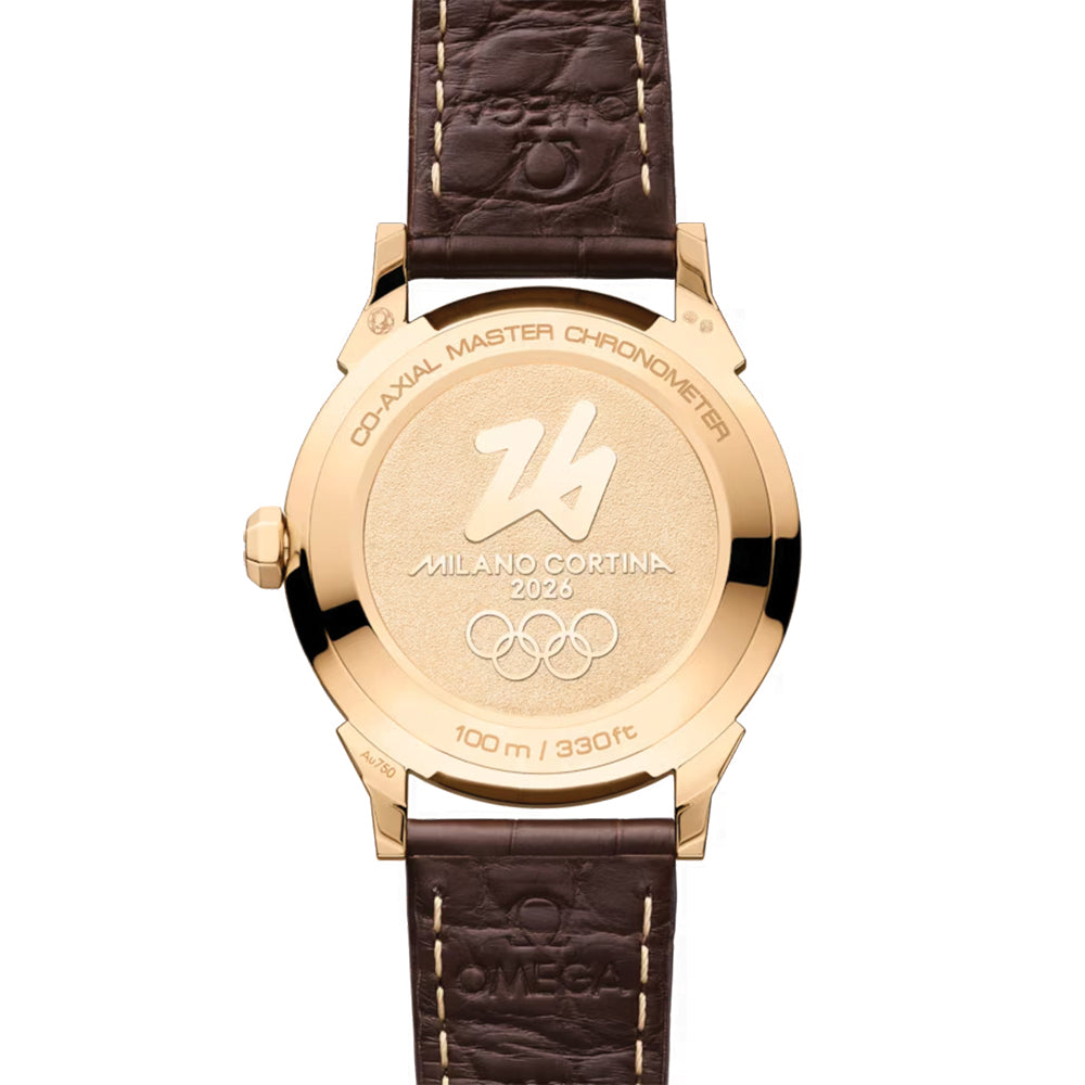 Seamaster Heritage Milano Cortina 2026 Moonshine??￠ Gold 37mm - White on Leather Strap