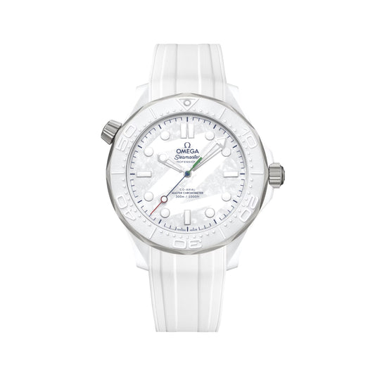 Seamaster Diver 300M Paralympic Milano Cortina 2026 43.5mm - White on Rubber Strap