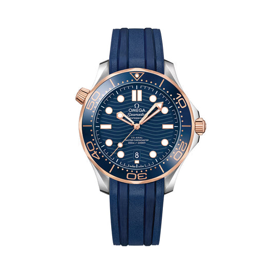 Seamaster Diver 300M Steel and Sedna? Gold 42mm - Blue on Rubber Strap