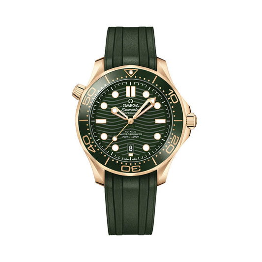 Seamaster Diver 300M Moonshine? Gold 42mm - Green on Rubber Strap