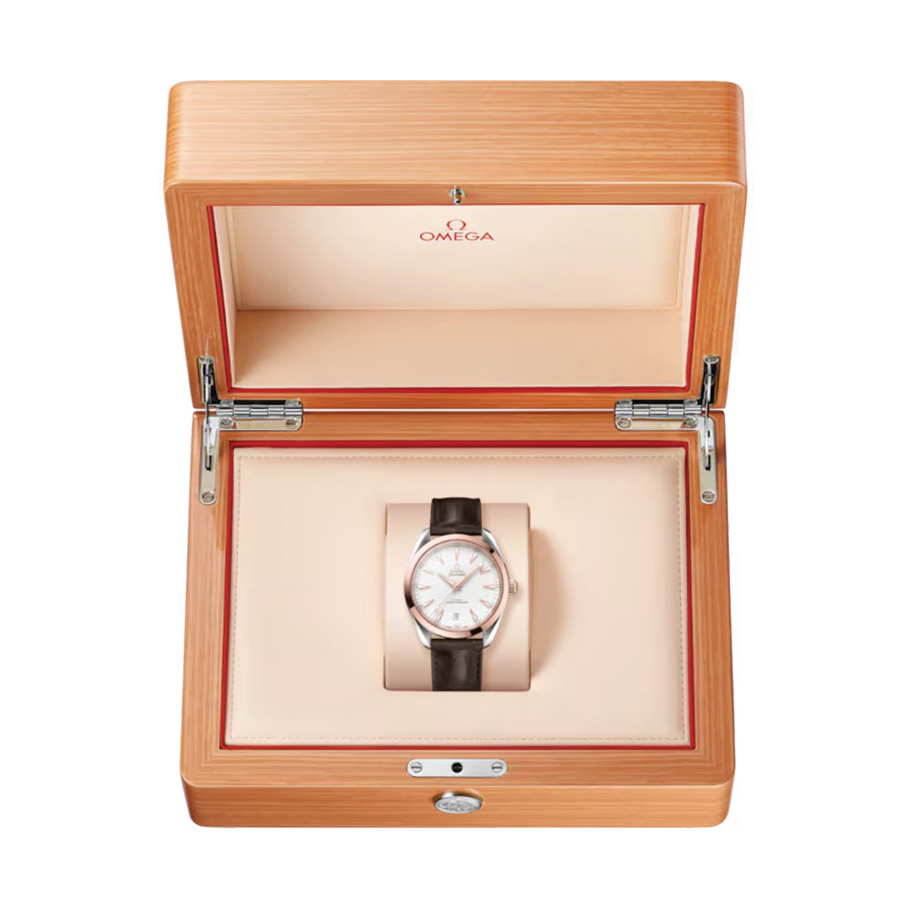 Seamaster Aqua Terra 150M Steel and Sedna? Gold 41mm - Silver on Leather Strap