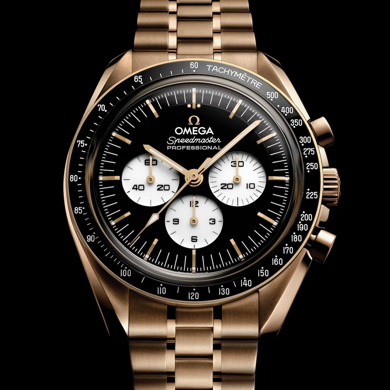 Speedmaster Moonwatch Professional 18K Moonshine? Gold "Reverse Panda" 42mm - Black on Bracelet